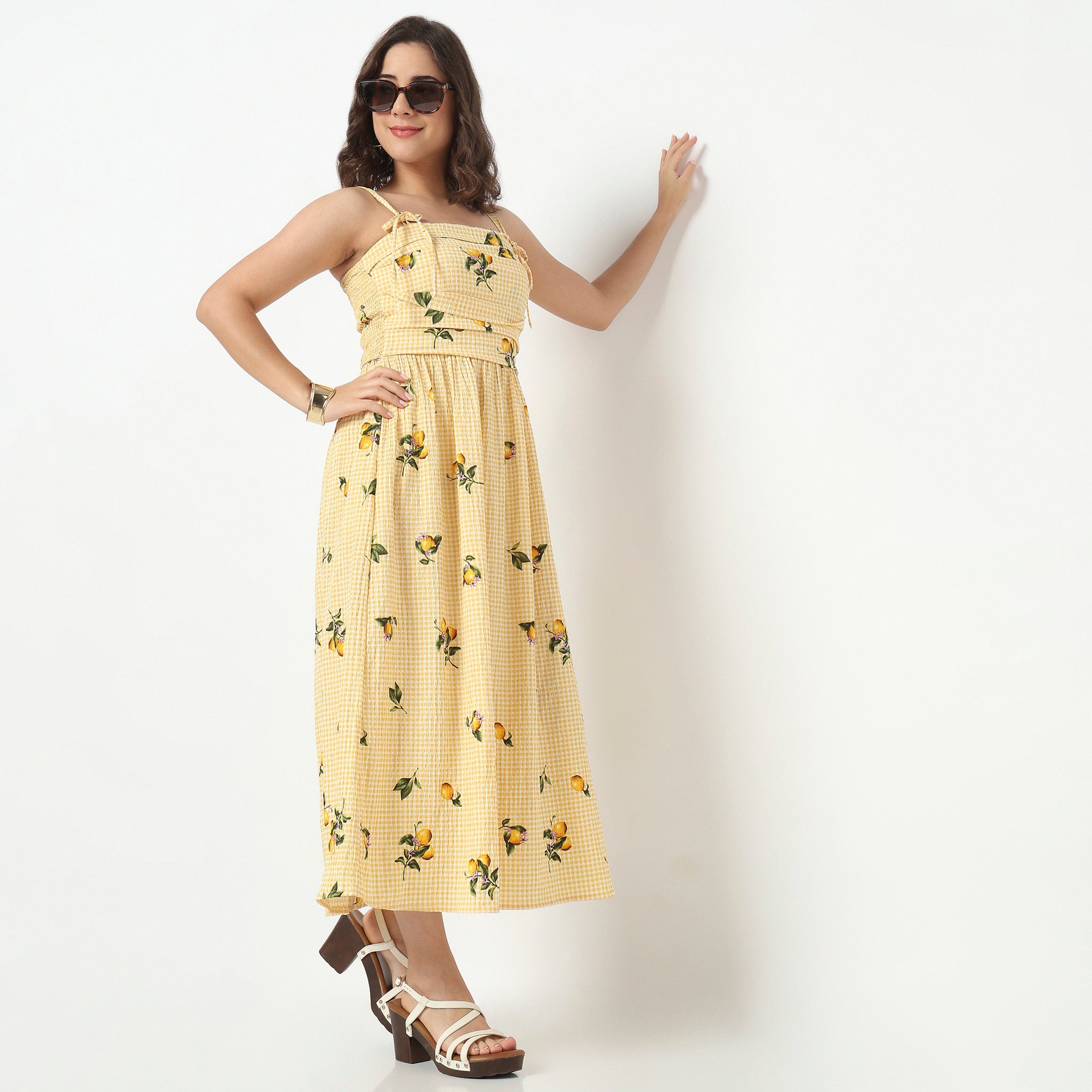 Printed Strappy Flared Dress