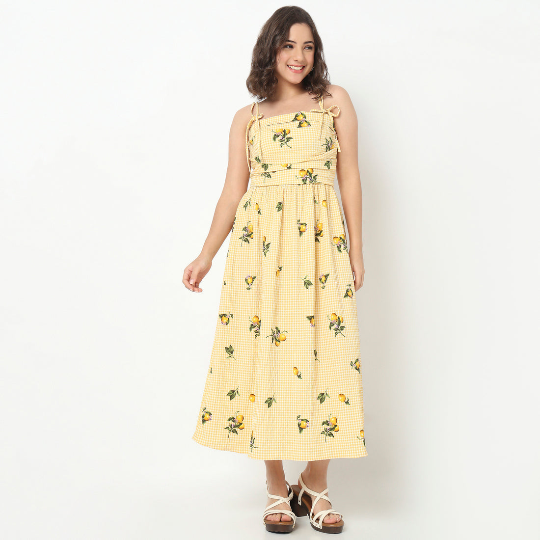 Printed Strappy Flared Dress