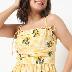 Printed Strappy Flared Dress