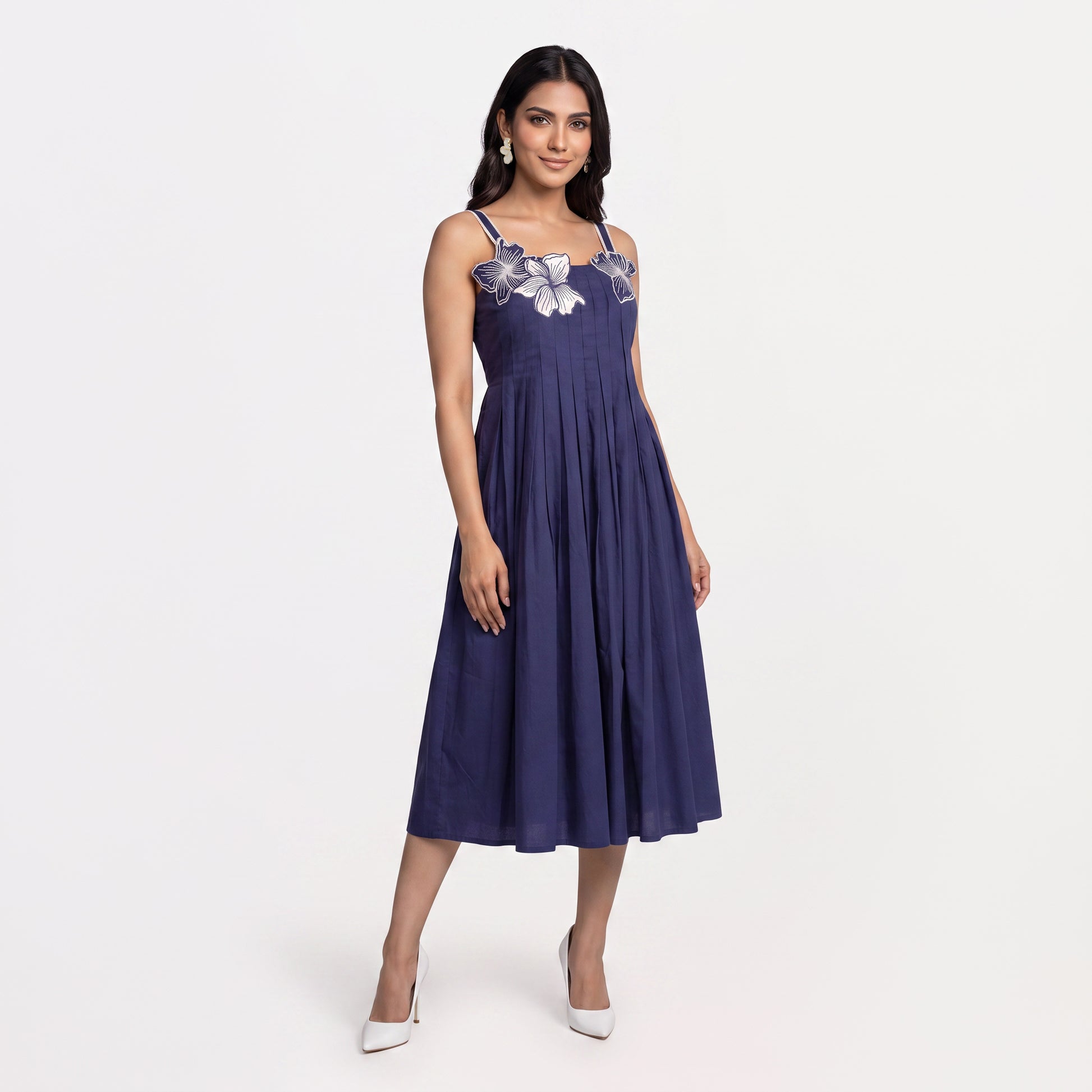 Cotton Solid Flared Dress