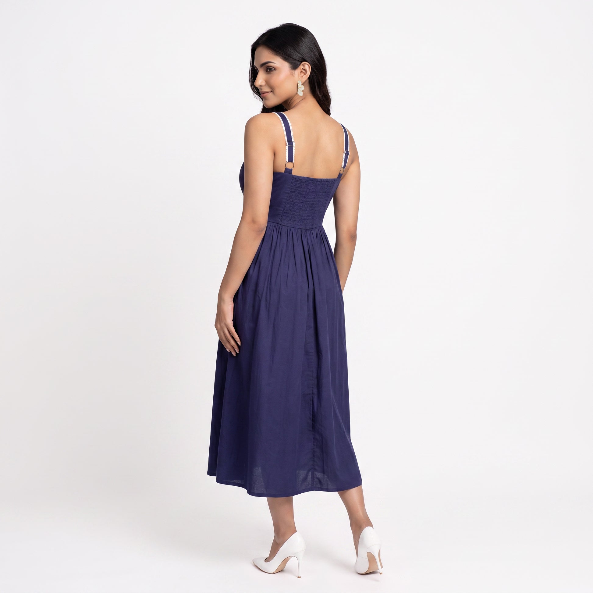 Cotton Solid Flared Dress
