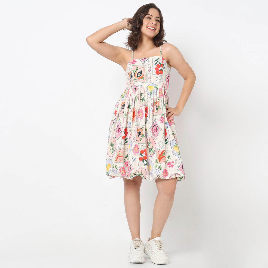 Cotton Printed Flared Dress