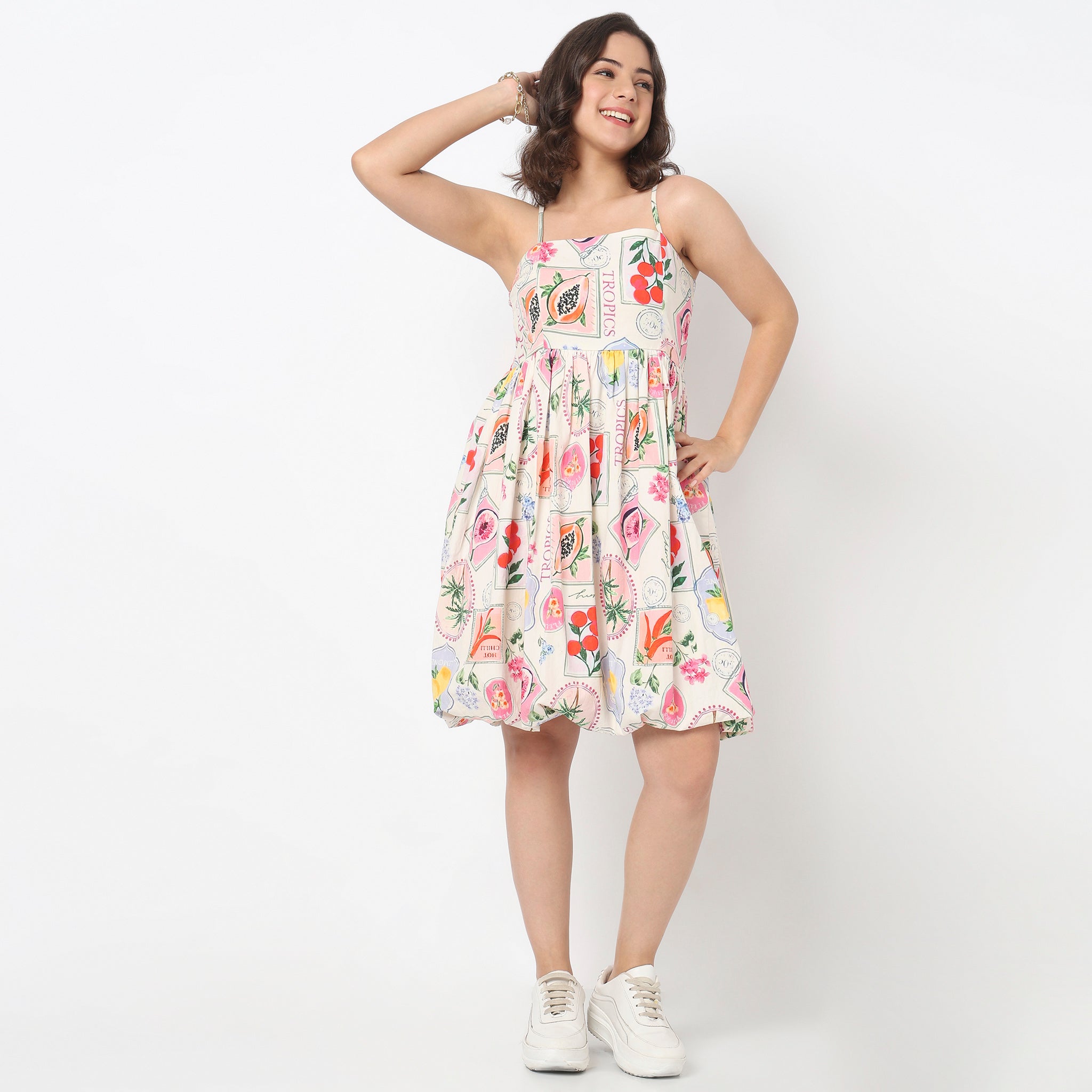 Cotton Printed Flared Dress