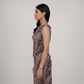 Printed Cowl Neck Slim Fit Dress