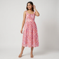 Printed Scoop Neck Flared Dress