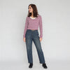 V-Neck Striped Cropped T-Shirt
