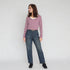 V-Neck Striped Cropped T-Shirt