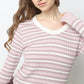 V-Neck Striped Cropped T-Shirt