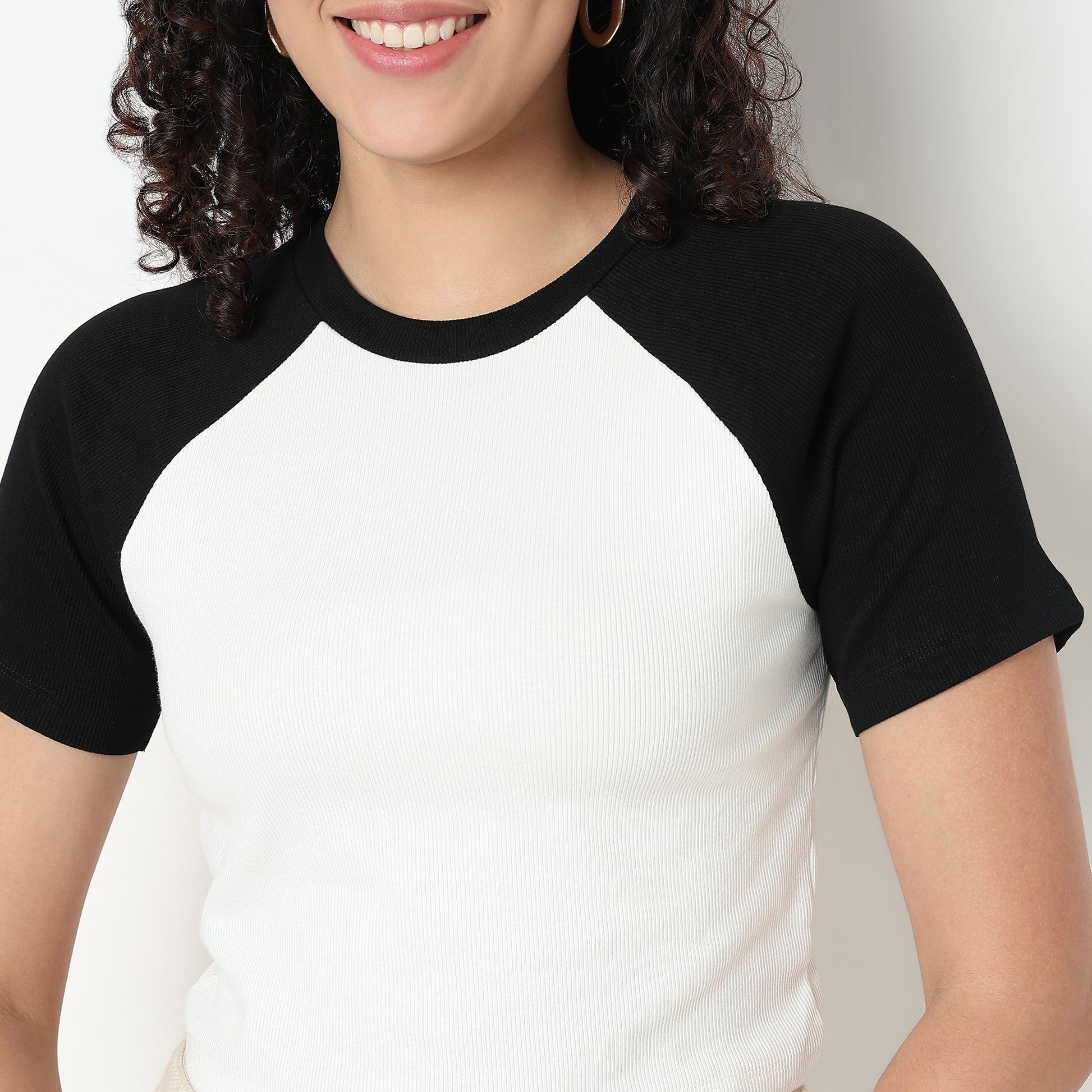 Buy Women Fitted Solid Short Sleeve T-Shirt  - Style Union