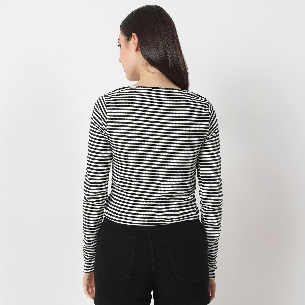 Striped Round Neck Full Sleeve T-Shirt