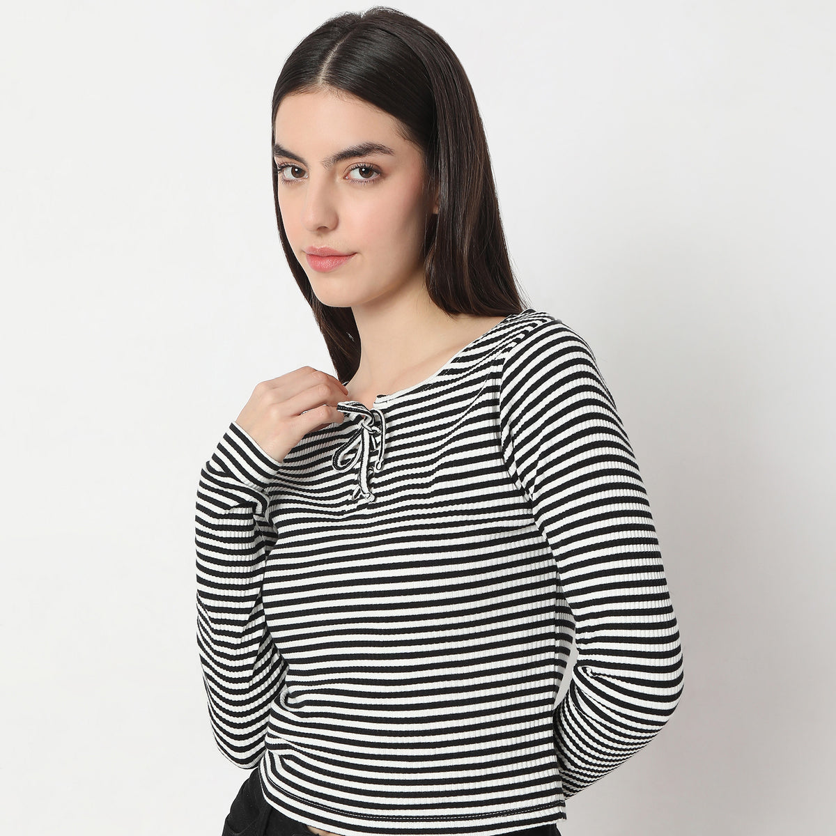 Striped Round Neck Full Sleeve T-Shirt