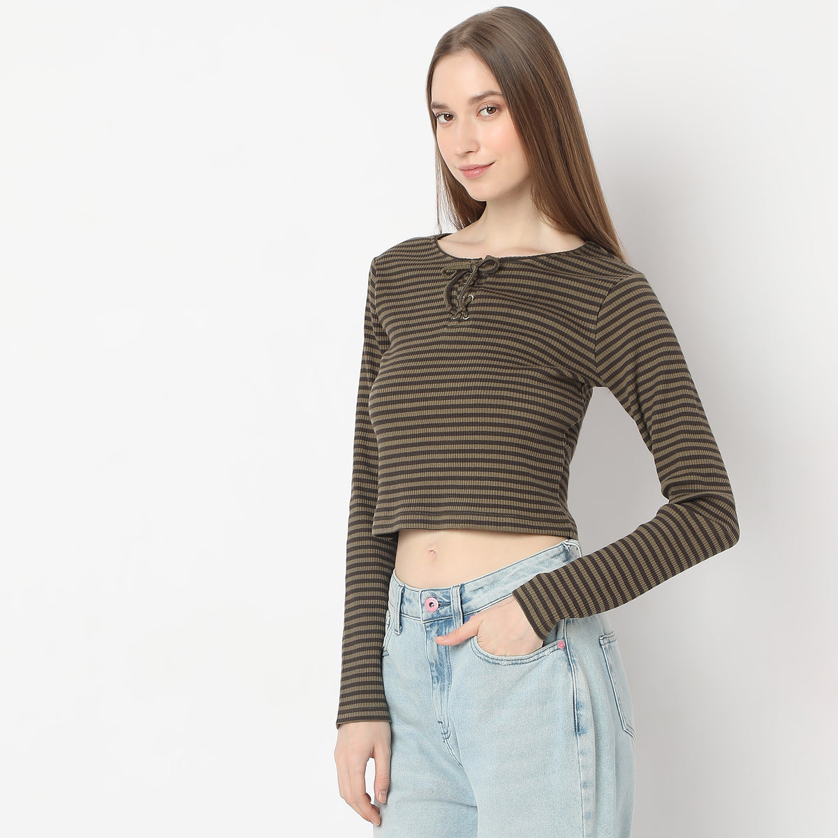 Striped Round Neck Full Sleeve T-Shirt