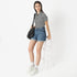 Striped Polo T-Shirt With Mock Neck Zipper