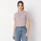 Striped Polo T-Shirt With Mock Neck Zipper
