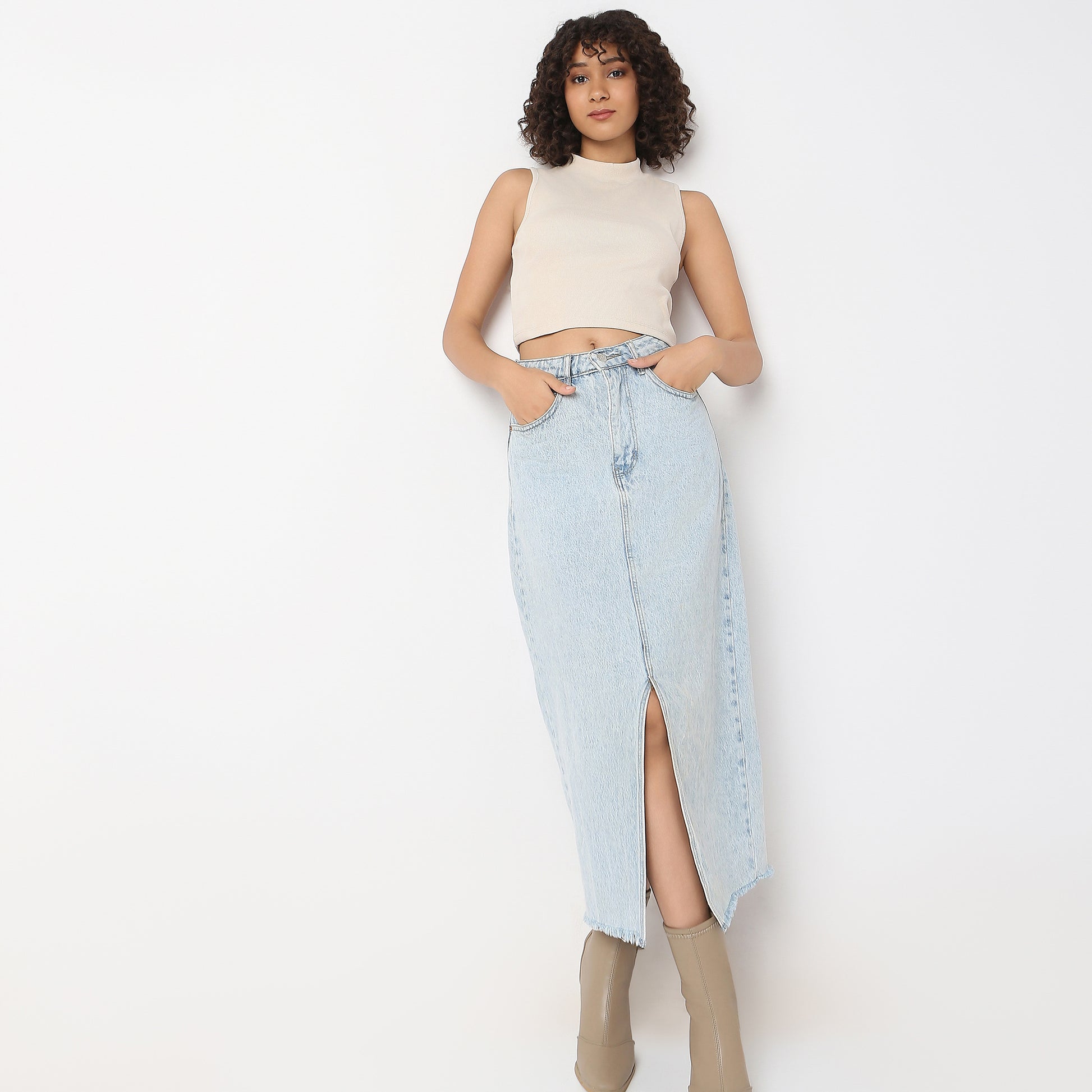 Buy Women Fitted Solid Sleeveless T-Shirt  - Style Union