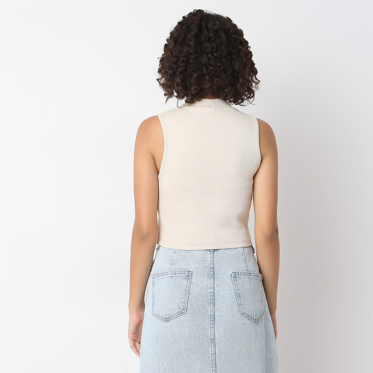 Buy Women Fitted Solid Sleeveless T-Shirt  - Style Union