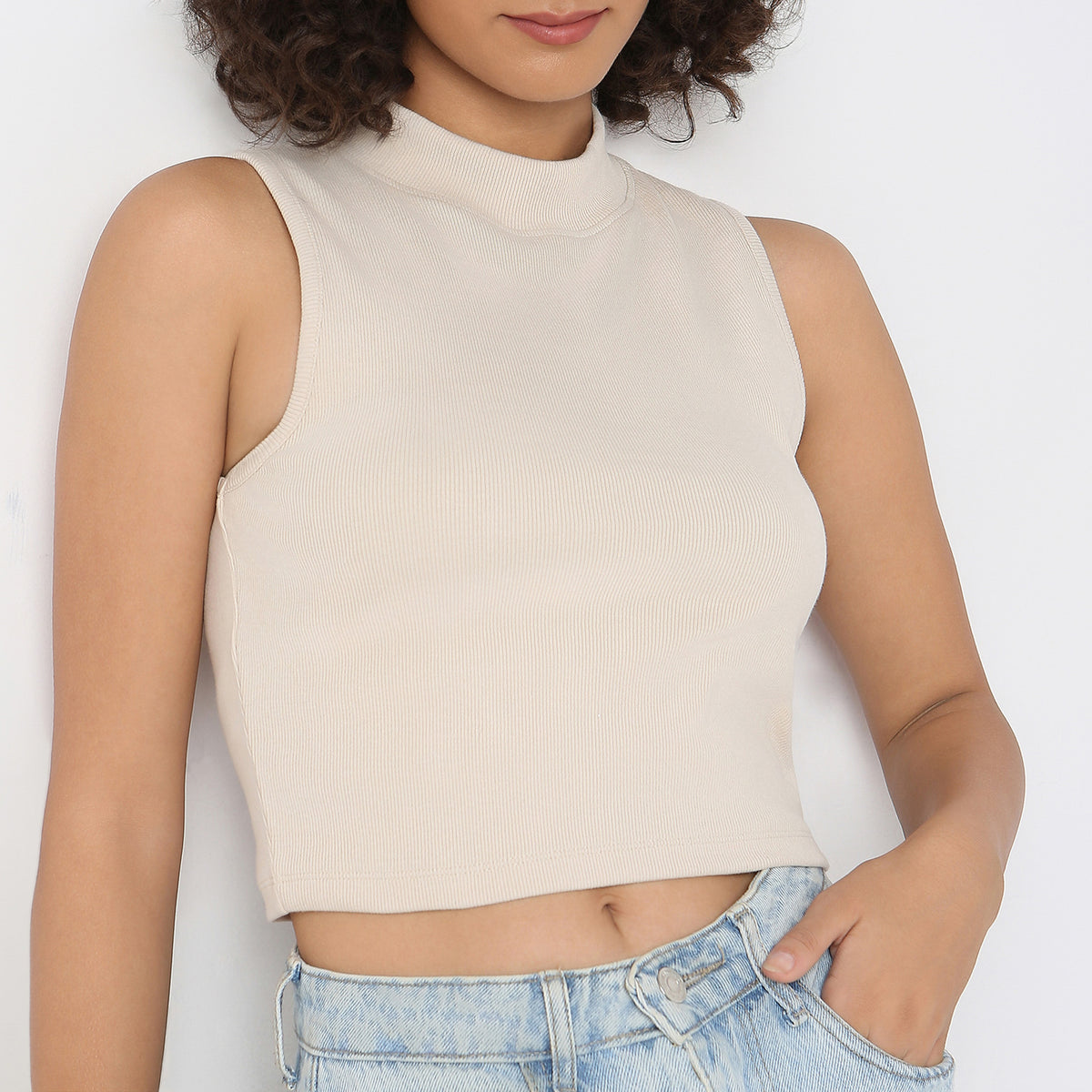 Buy Women Fitted Solid Sleeveless T-Shirt  - Style Union