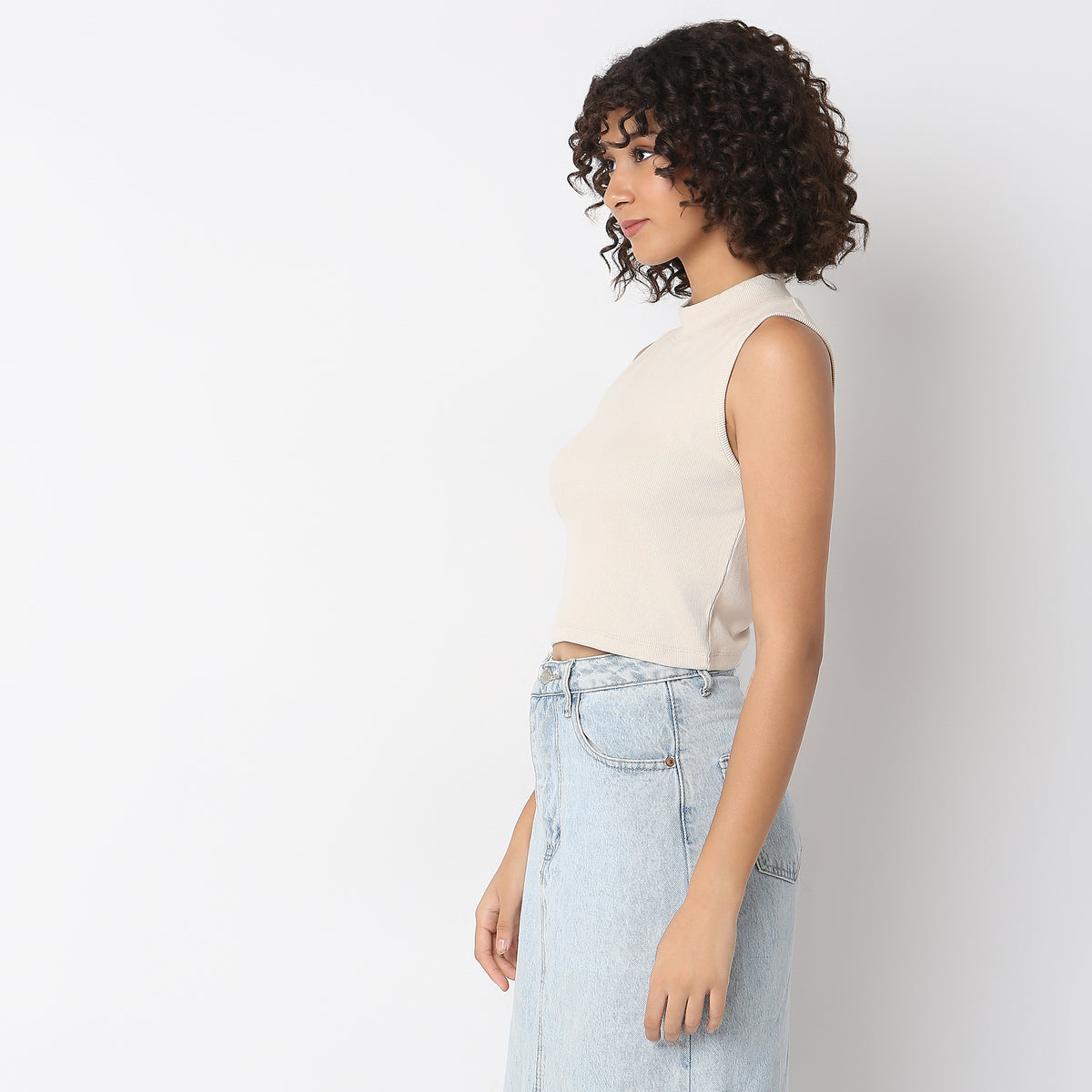 Buy Women Fitted Solid Sleeveless T-Shirt  - Style Union