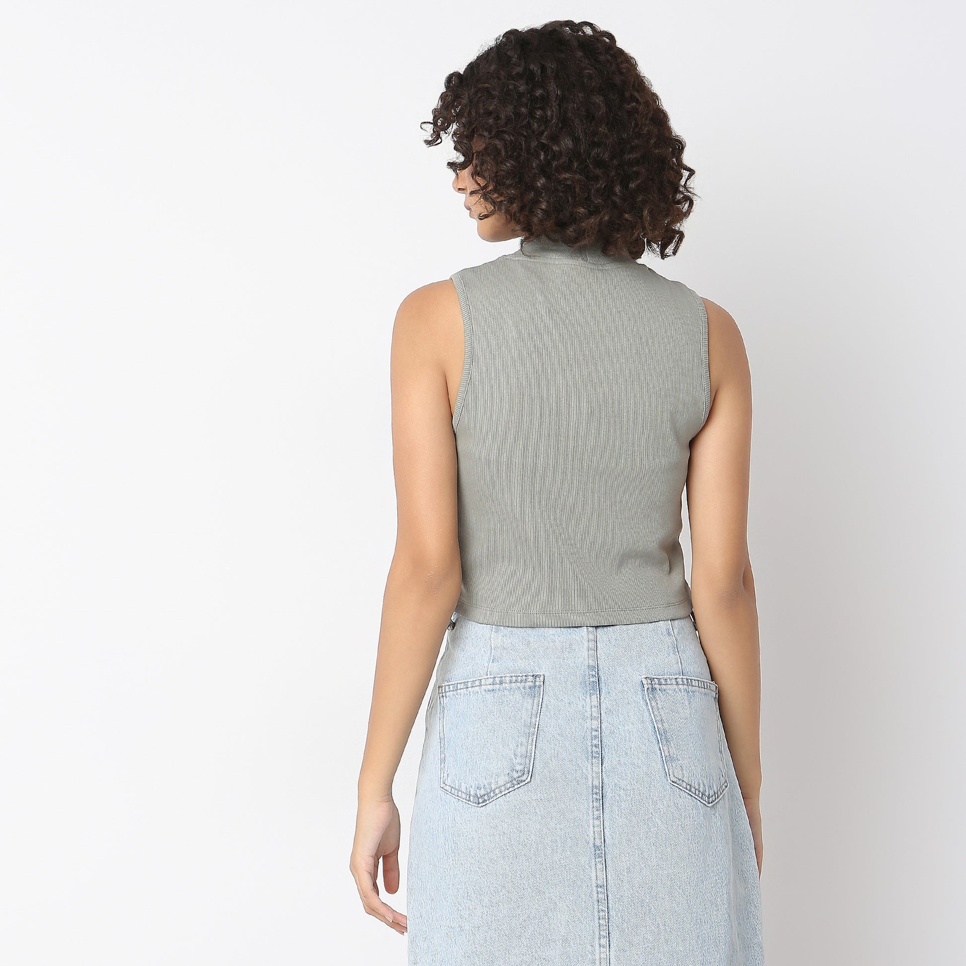 Buy Women Fitted Solid Sleeveless T-Shirt  - Style Union