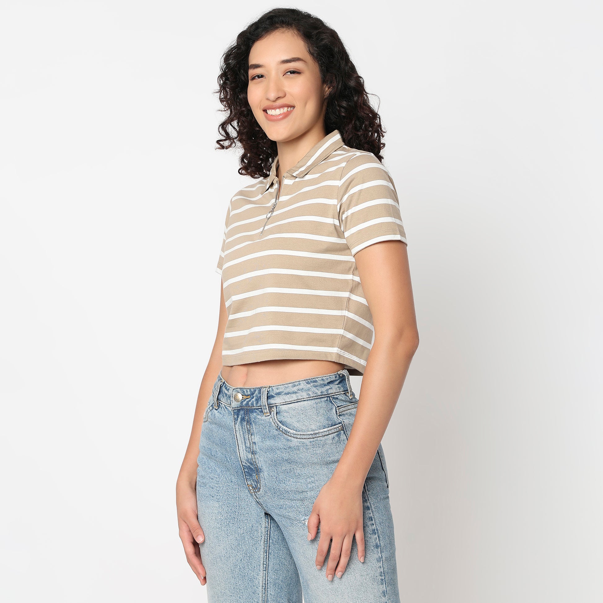 Striped Polo Neck Betty T-Shirt