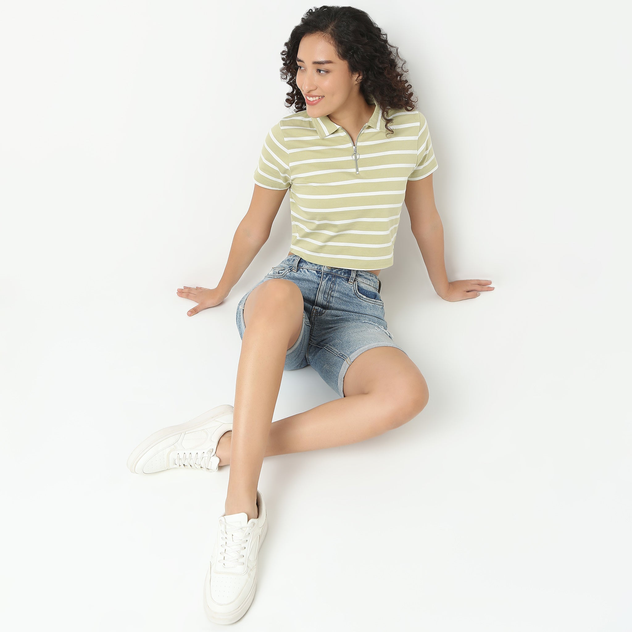 Striped Polo Neck Betty T-Shirt