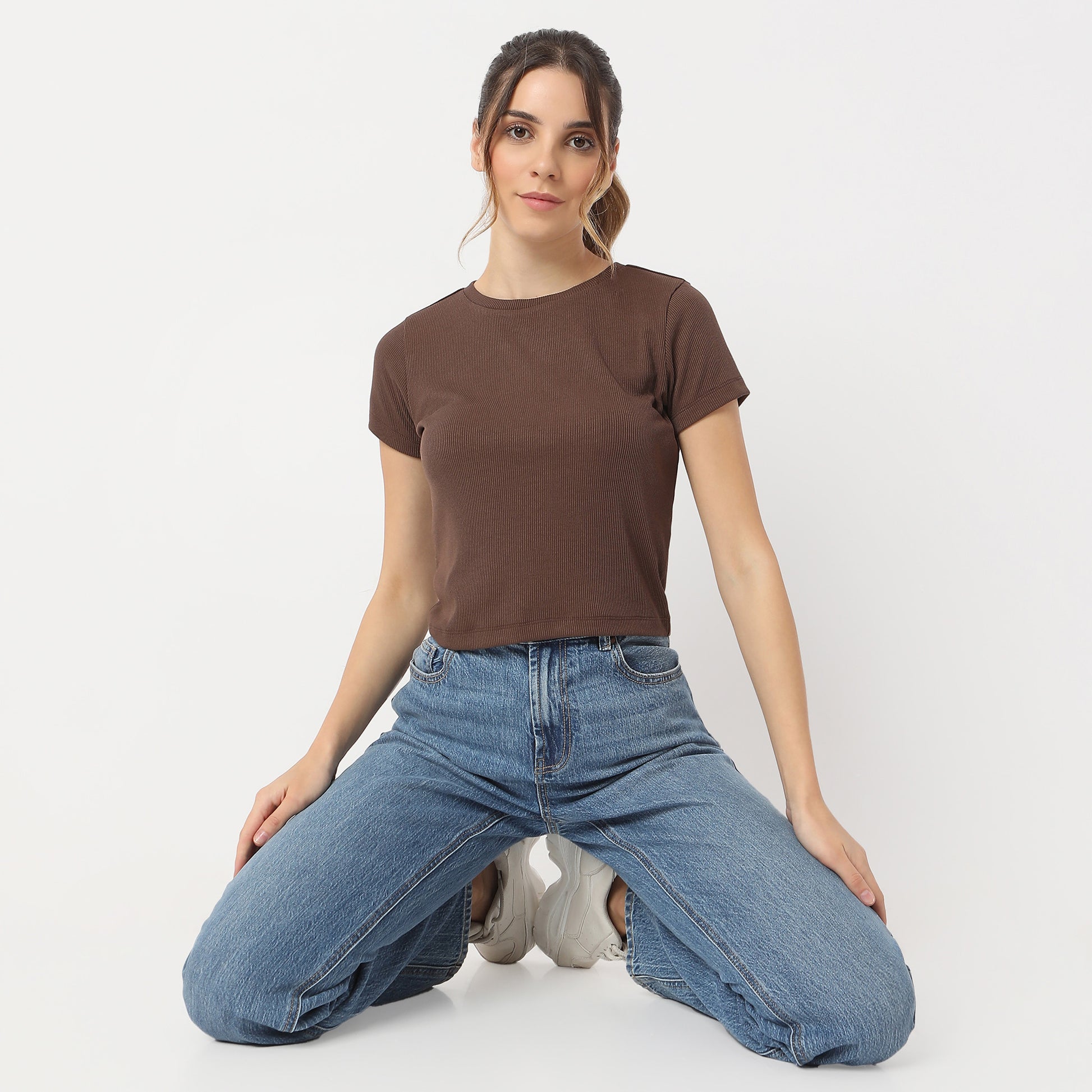 Buy Women Regular Fit Solid Short Sleeve T-Shirt  - Style Union