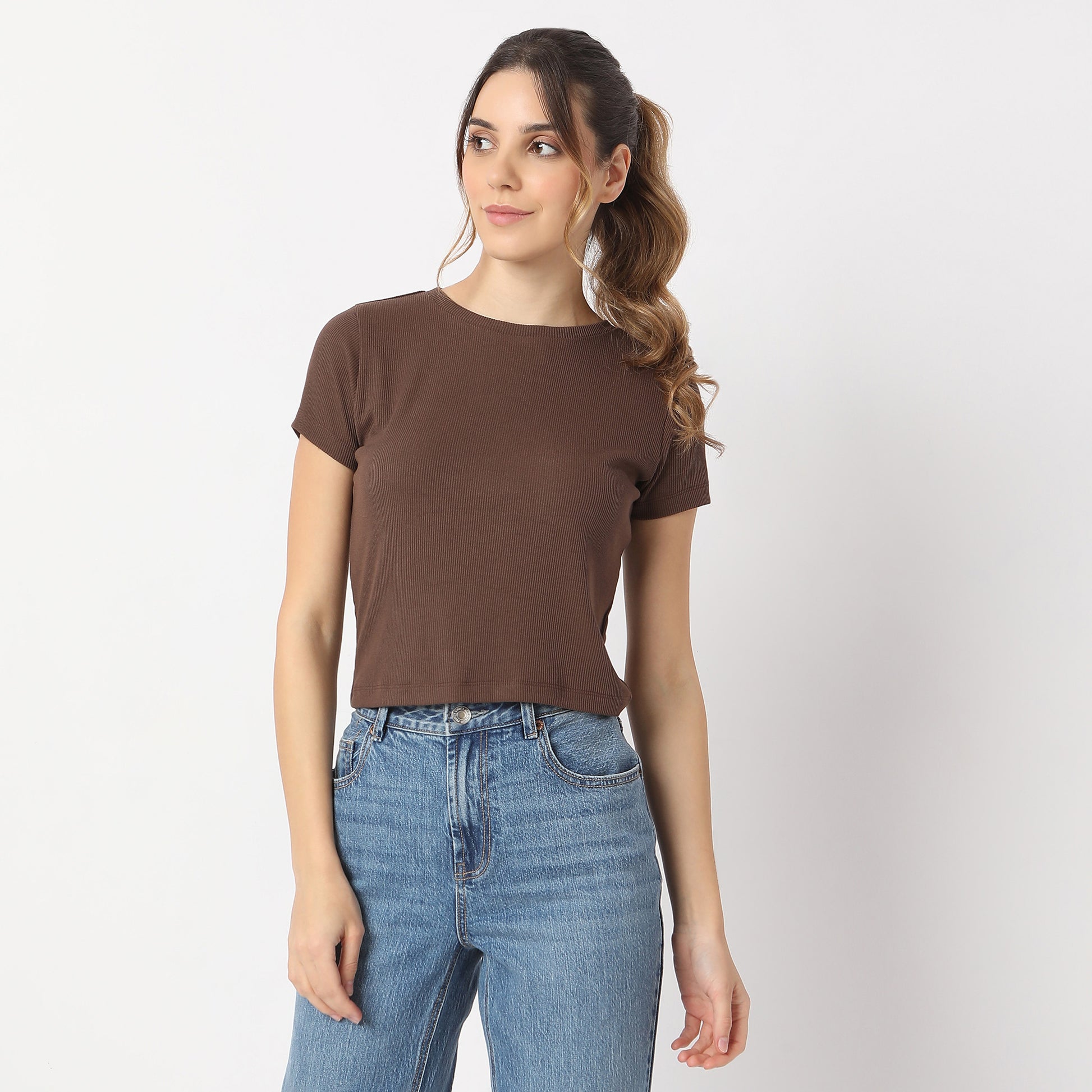 Buy Women Regular Fit Solid Short Sleeve T-Shirt  - Style Union