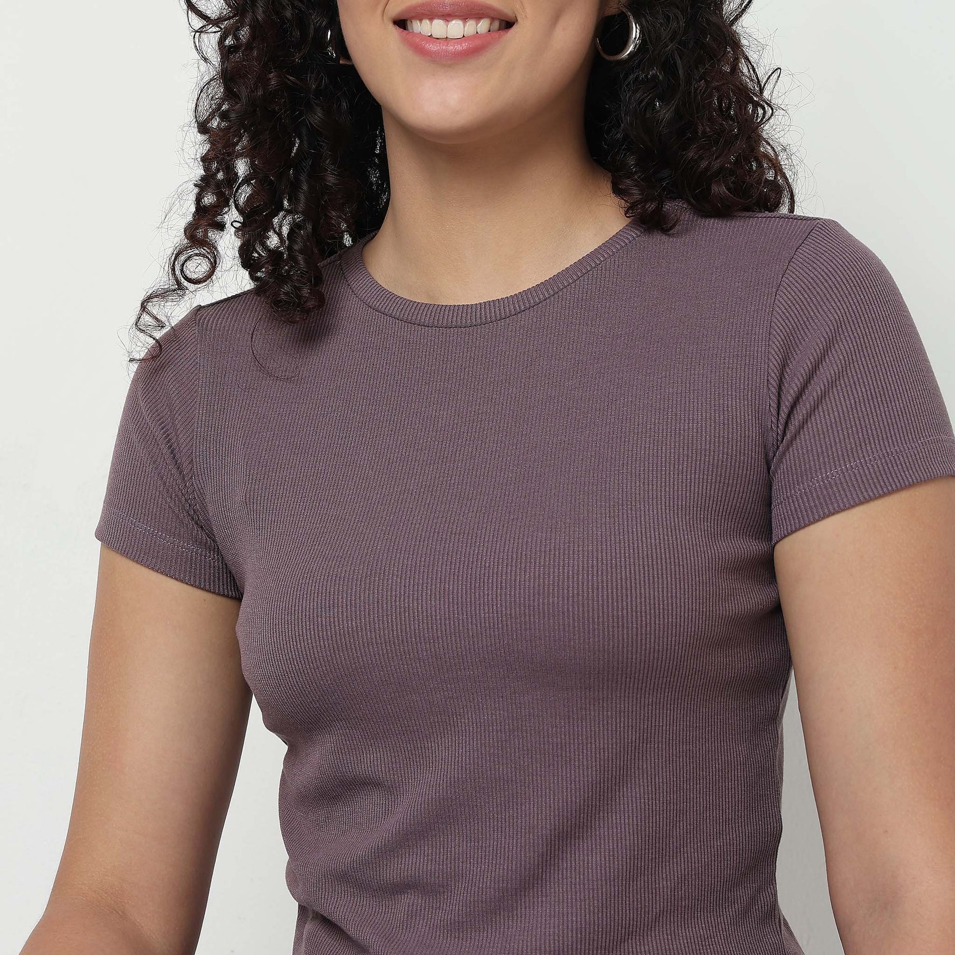 Buy Women Regular Fit Solid Short Sleeve T-Shirt  - Style Union