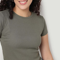 Buy Women Regular Fit Solid Short Sleeve T-Shirt  - Style Union