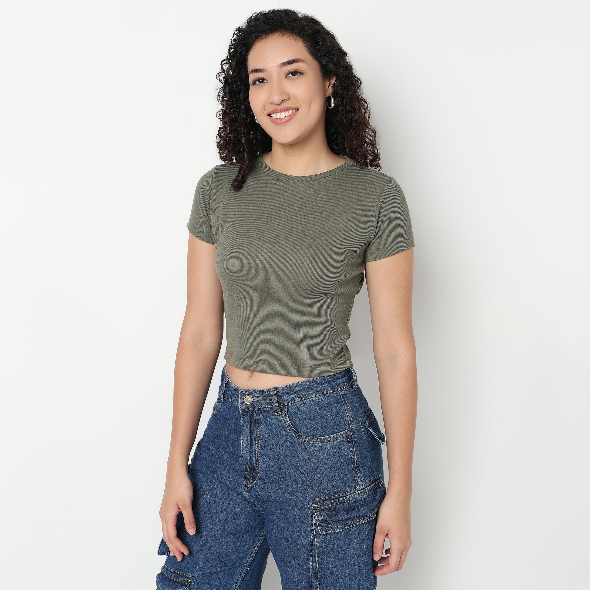 Buy Women Regular Fit Solid Short Sleeve T-Shirt  - Style Union