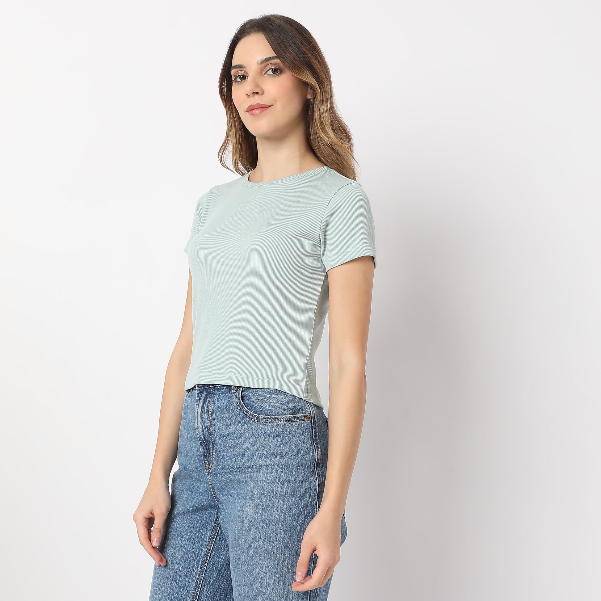 Buy Women Regular Fit Solid Short Sleeve T-Shirt  - Style Union