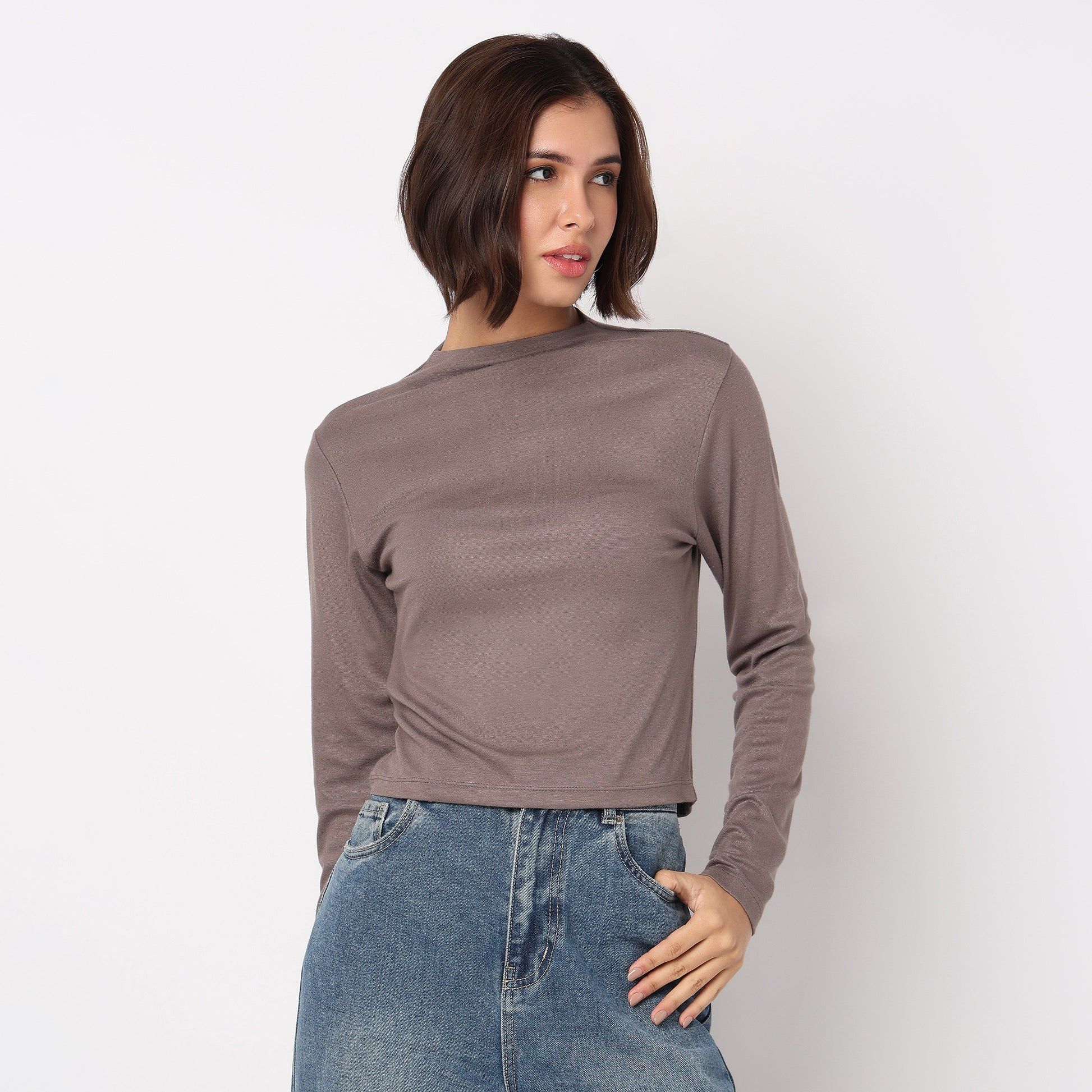 High Neck Full Sleeve Essential T-Shirt