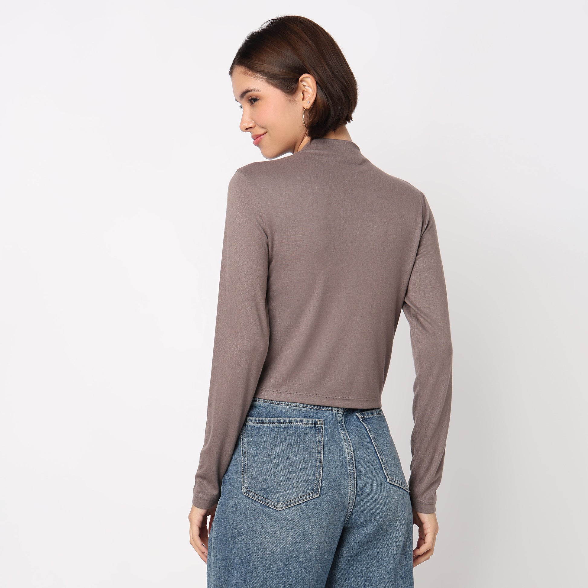 High Neck Full Sleeve Essential T-Shirt