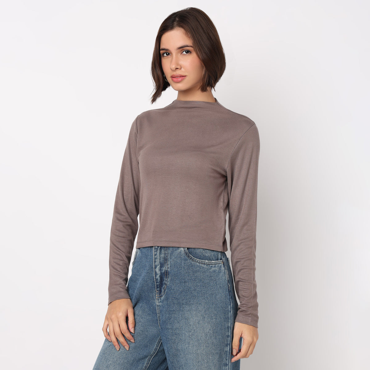 High Neck Full Sleeve Essential T-Shirt