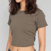 Knitted Striped Slim Fit Crop T-Shirt