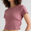 Knitted Striped Slim Fit Crop T-Shirt