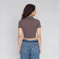 Polo Neck Cropped T-Shirt