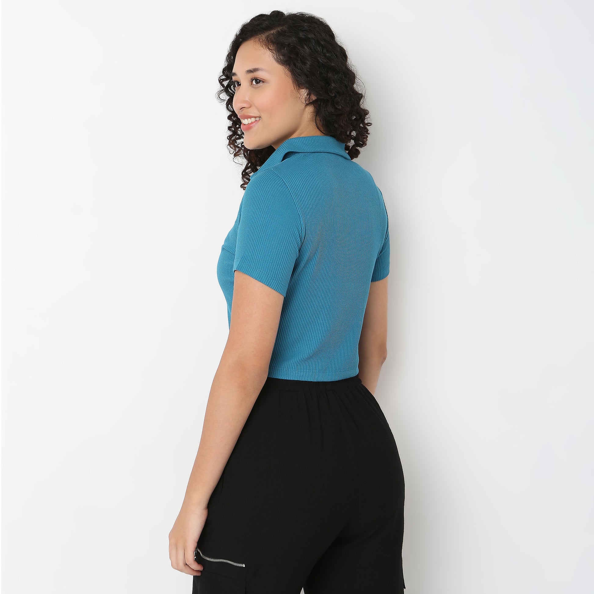 Buy Women Fitted Solid Short Sleeve T-Shirt  - Style Union