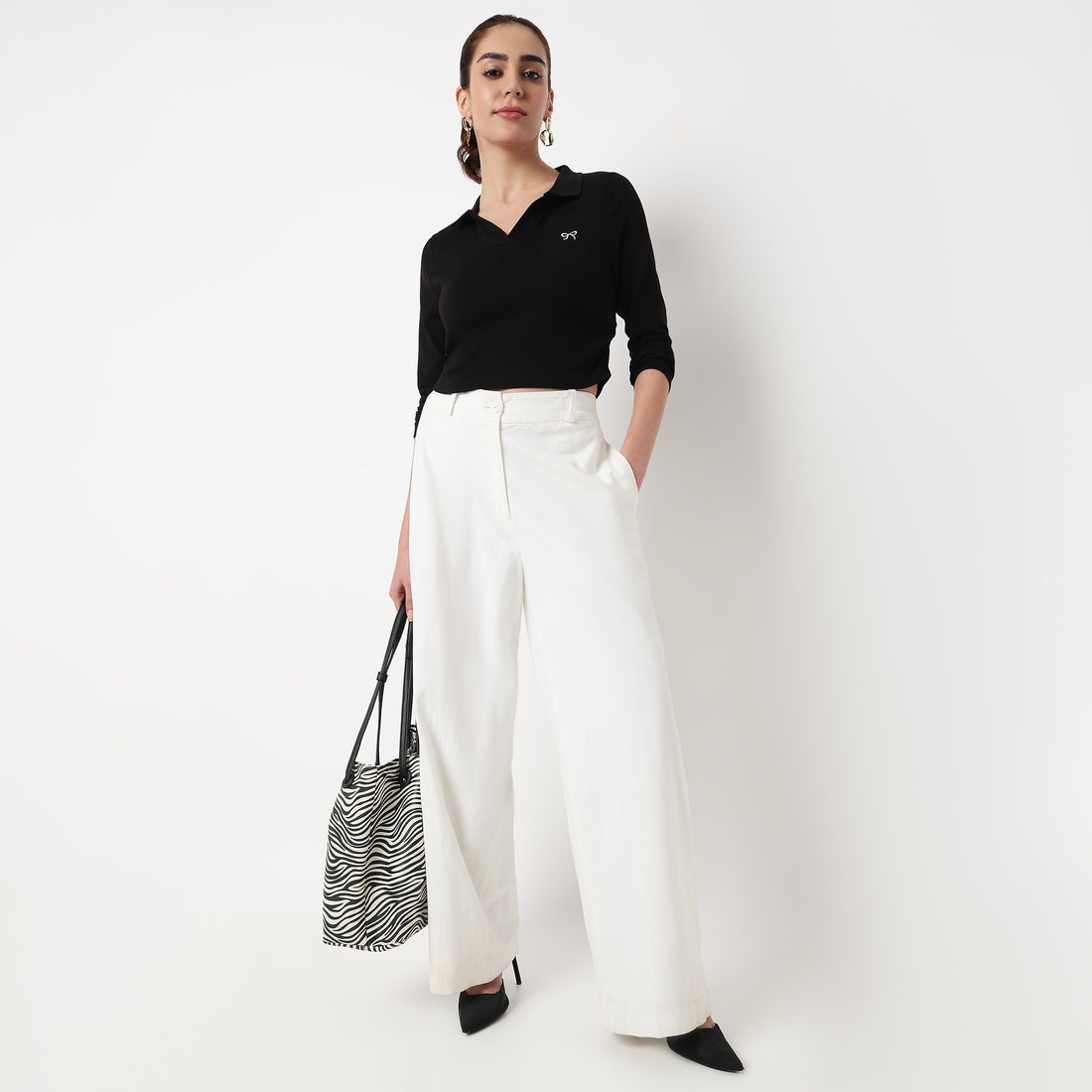 Polo Neck Crop T-Shirt
