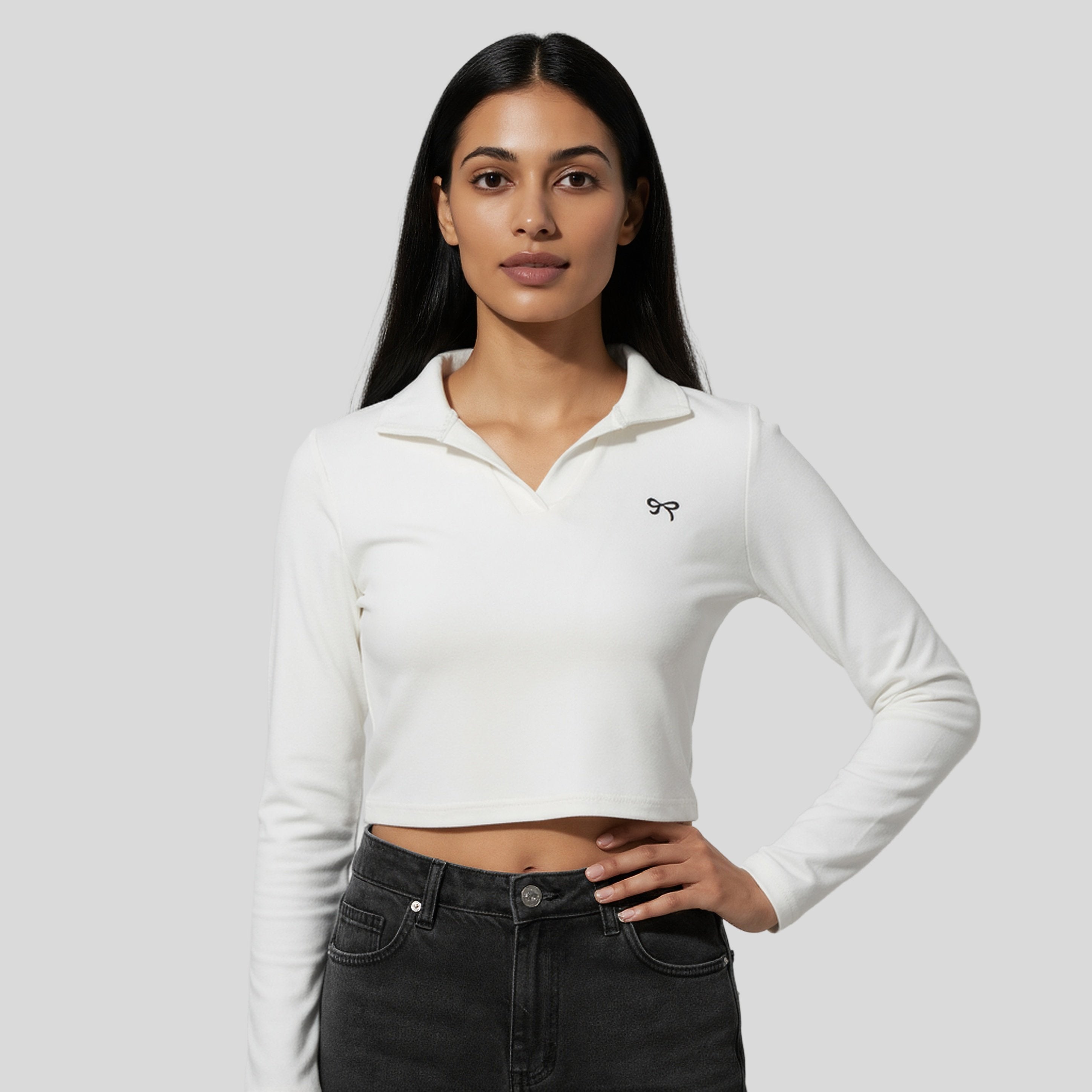 Polo Neck Crop T-Shirt