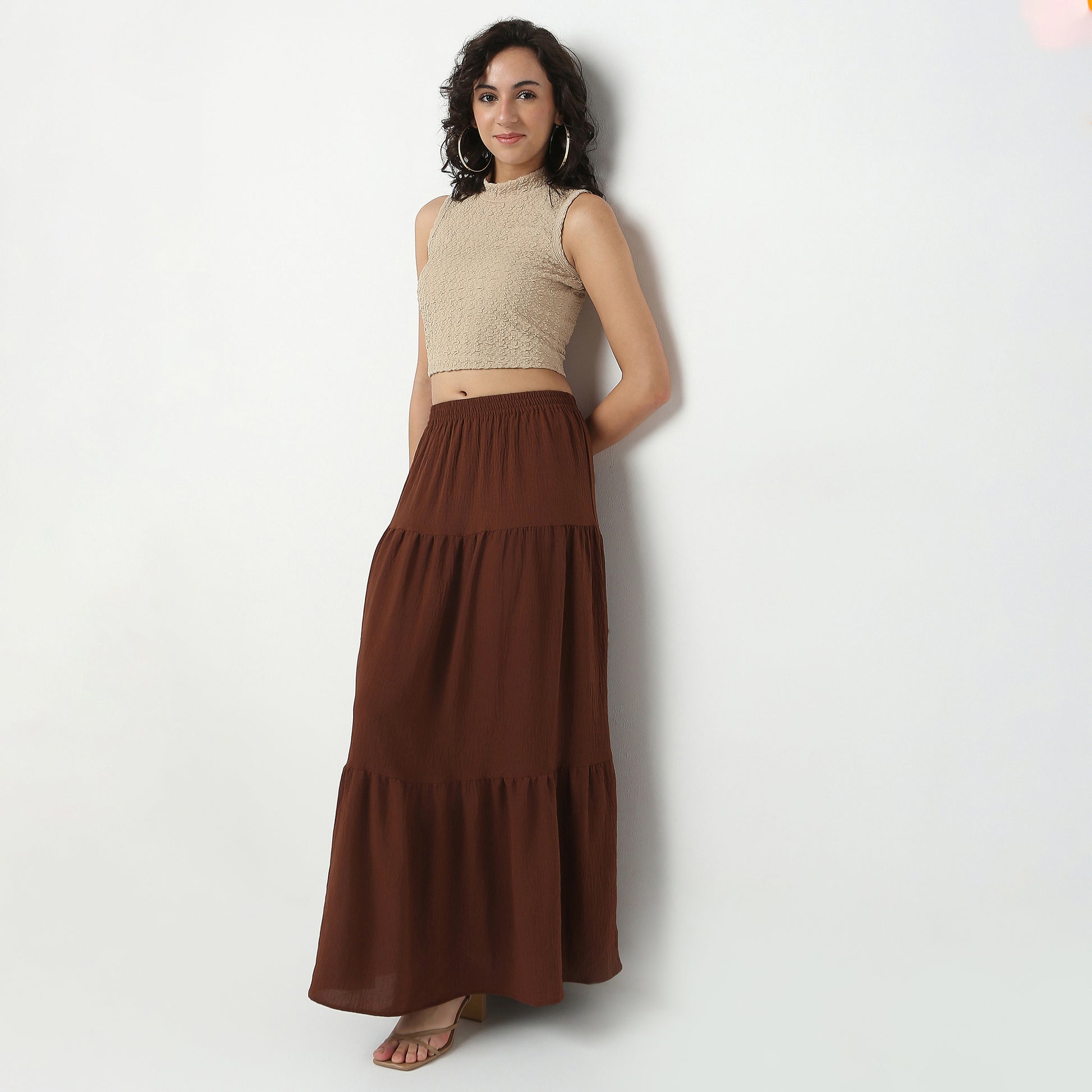 Polyester Spandex Structured Crop T-Shirt