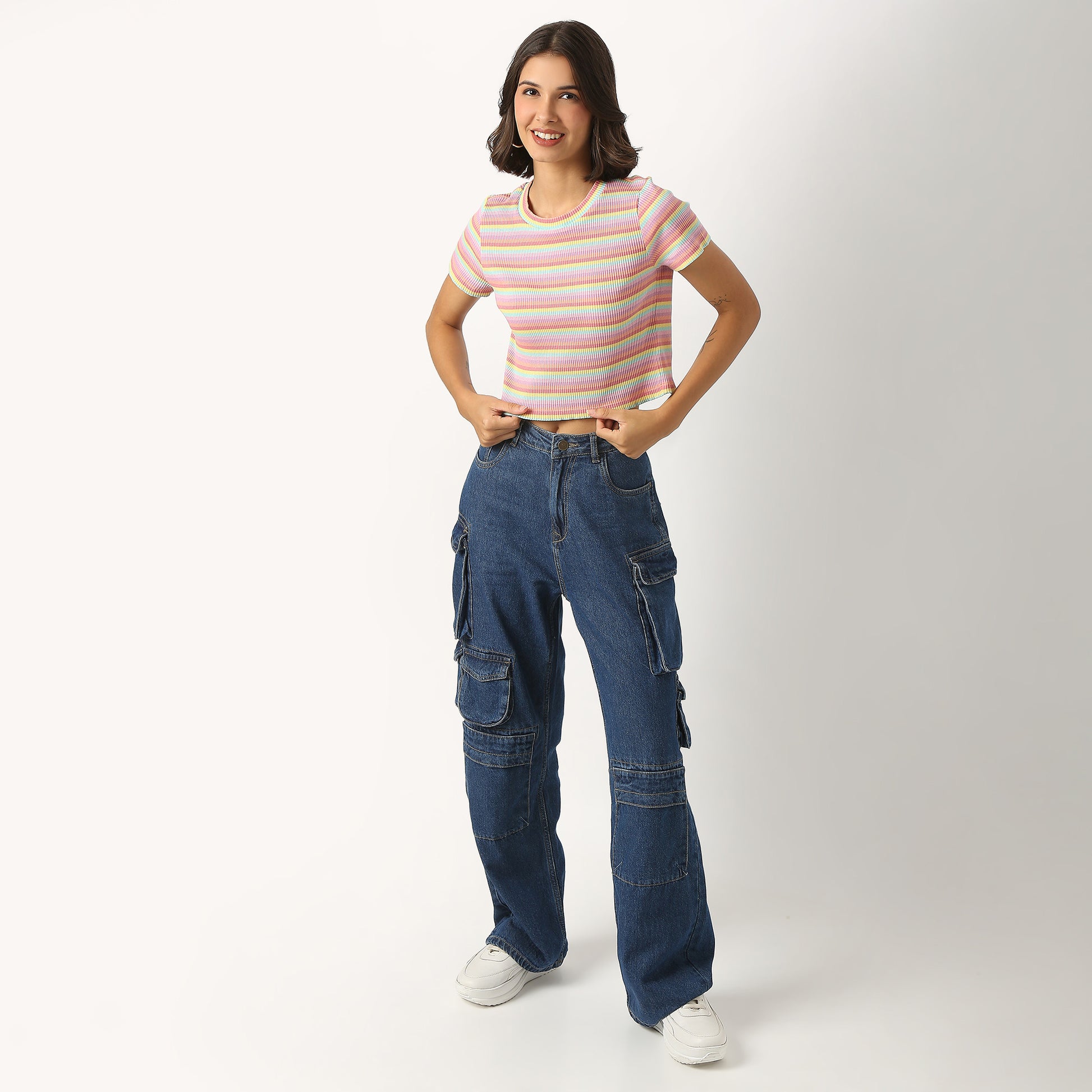 Striped Cotton Polyester Lycra T-Shirt