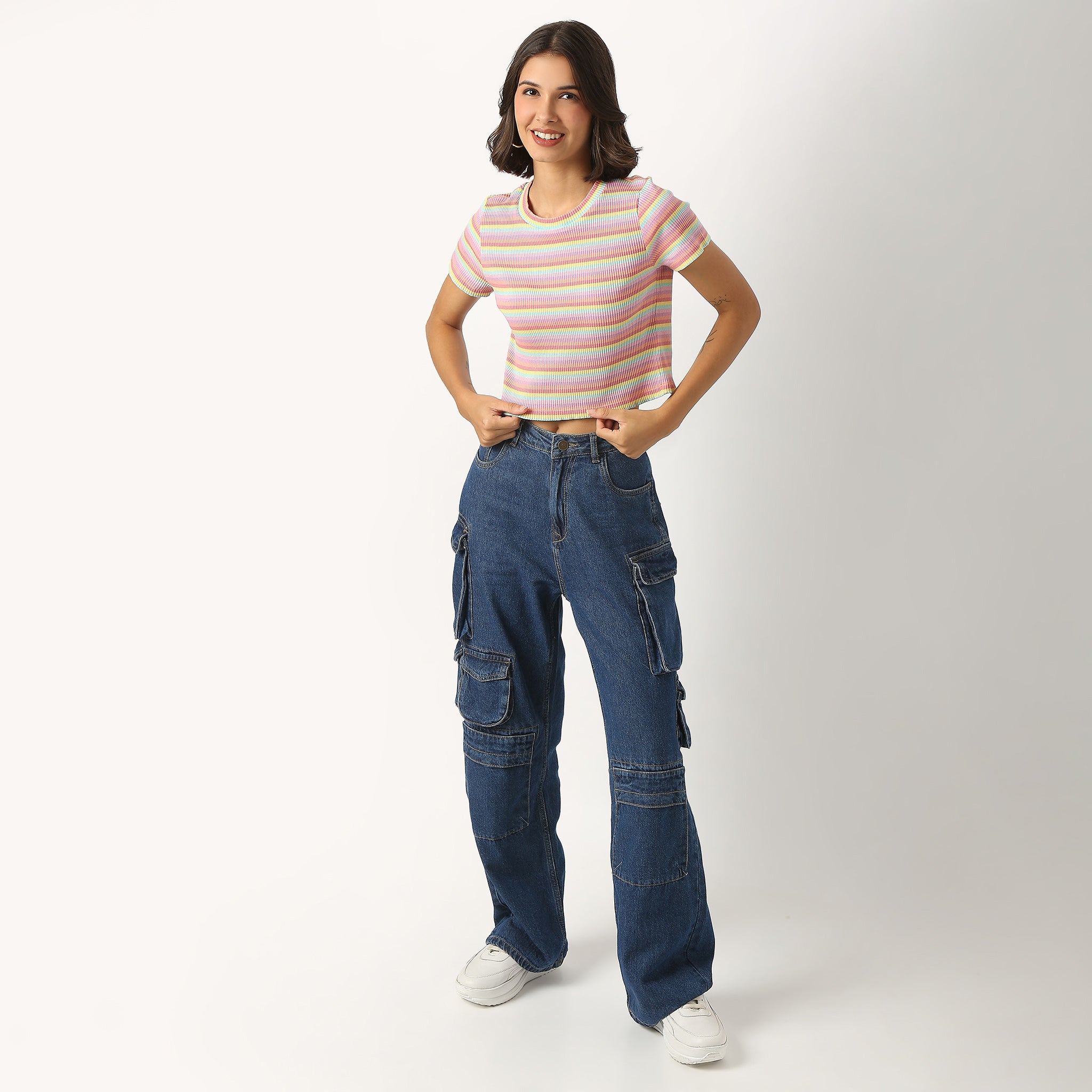 Striped Cotton Polyester Lycra T-Shirt