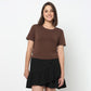 Cropped Side Ruched T-Shirt