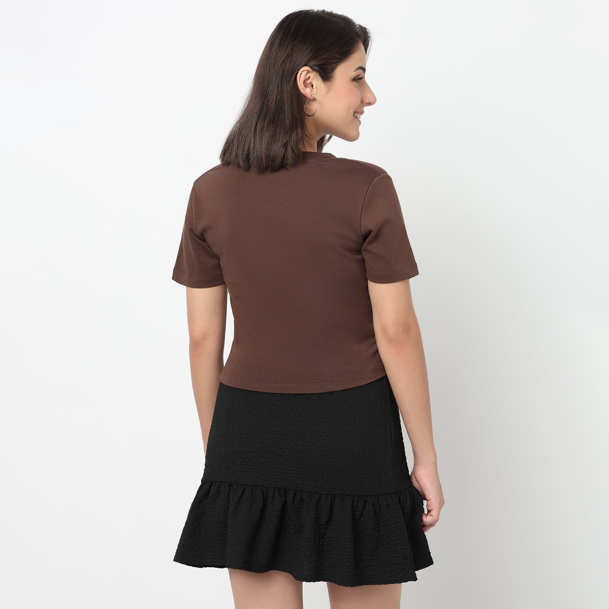 Cropped Side Ruched T-Shirt