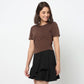 Cropped Side Ruched T-Shirt