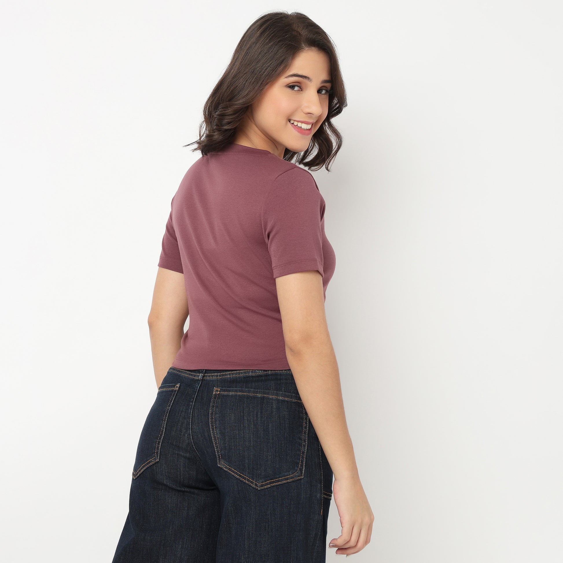 Cropped Side Ruched T-Shirt