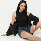 Mock Turtle Neck Cropped T-Shirt