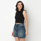 Mock Turtle Neck Cropped T-Shirt