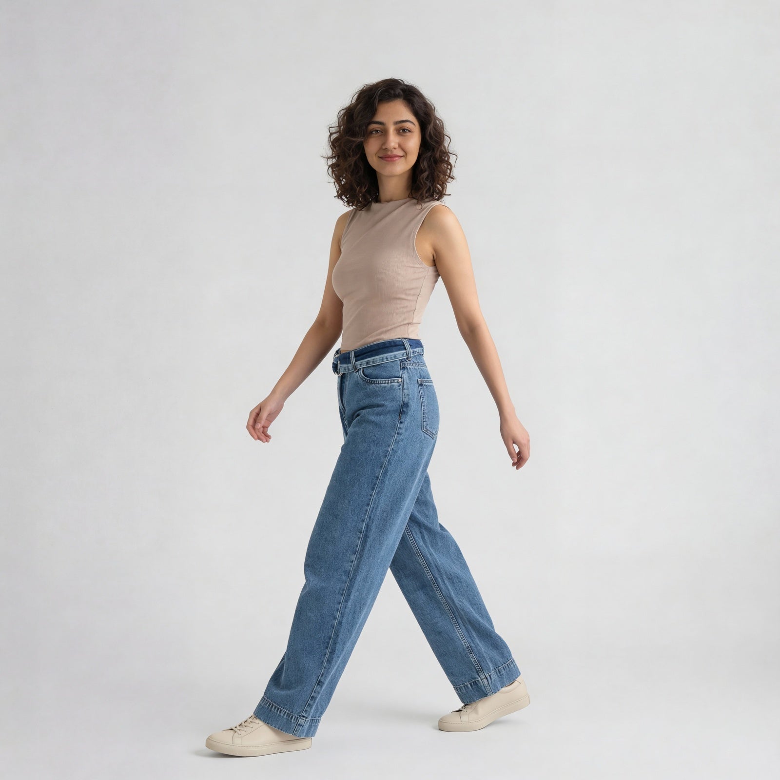 Knitted Solid Sleeveless Crop T-Shirt